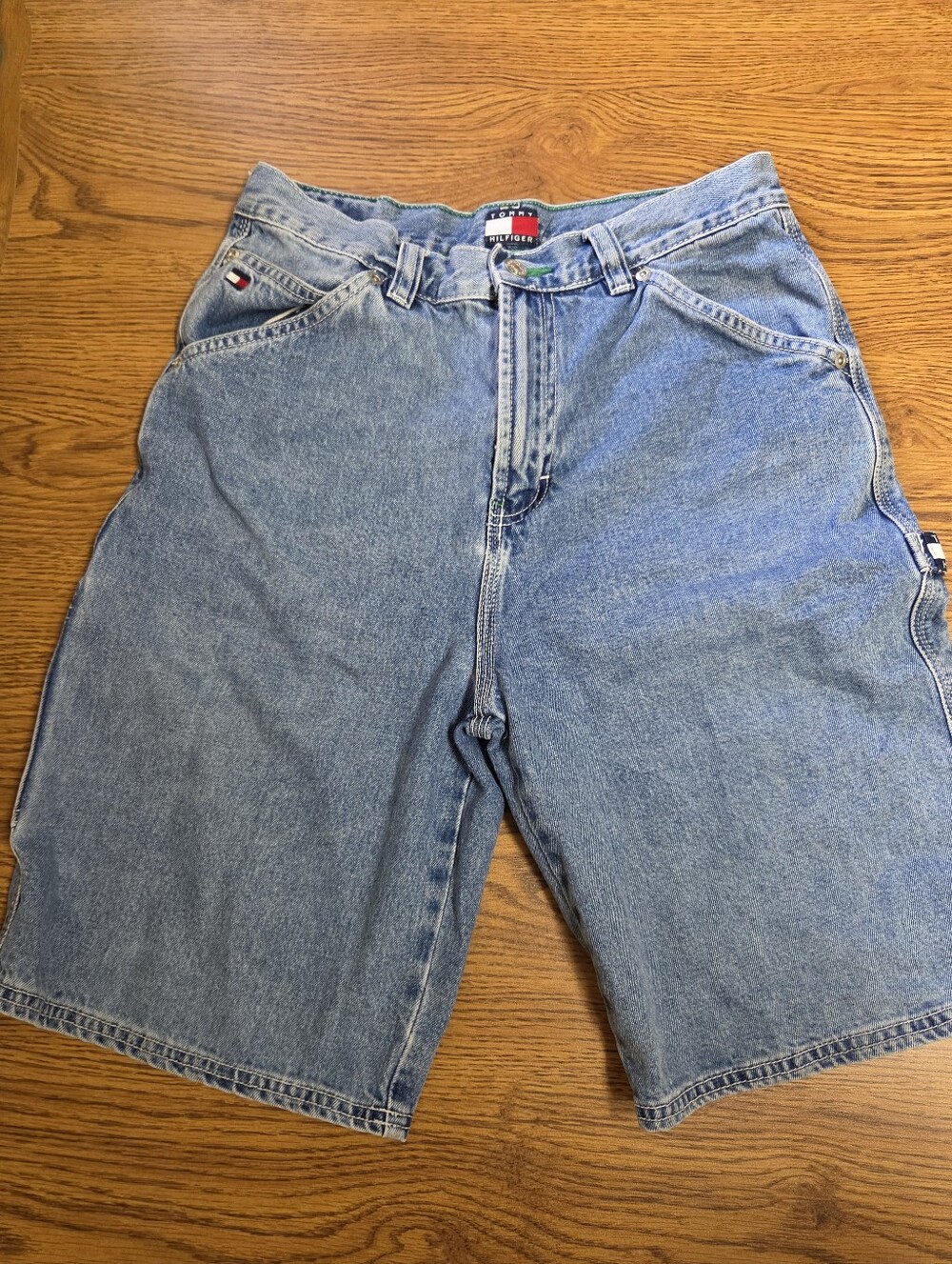 Tommy Hilfiger Boys Medium Blue Denim Carpenter Shorts Vintage Y2K Size 18